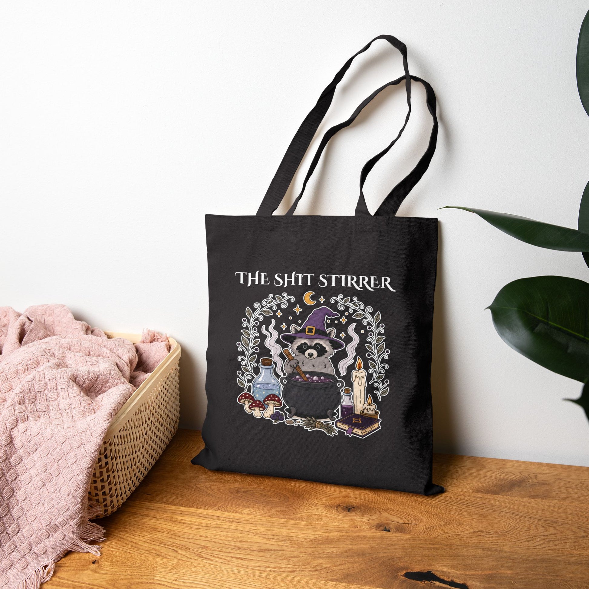 The Shit Stirrer Tote – Witchy Raccoon Cauldron Tote Bag-2