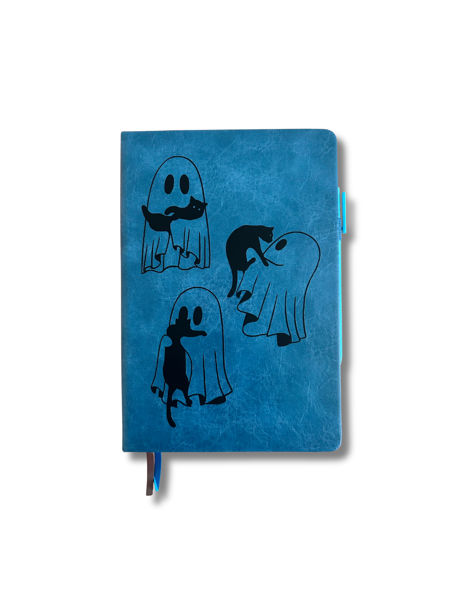 Ghost Cats & Mischief : Hand-Embellished Large Faux Leather Bullet Journal