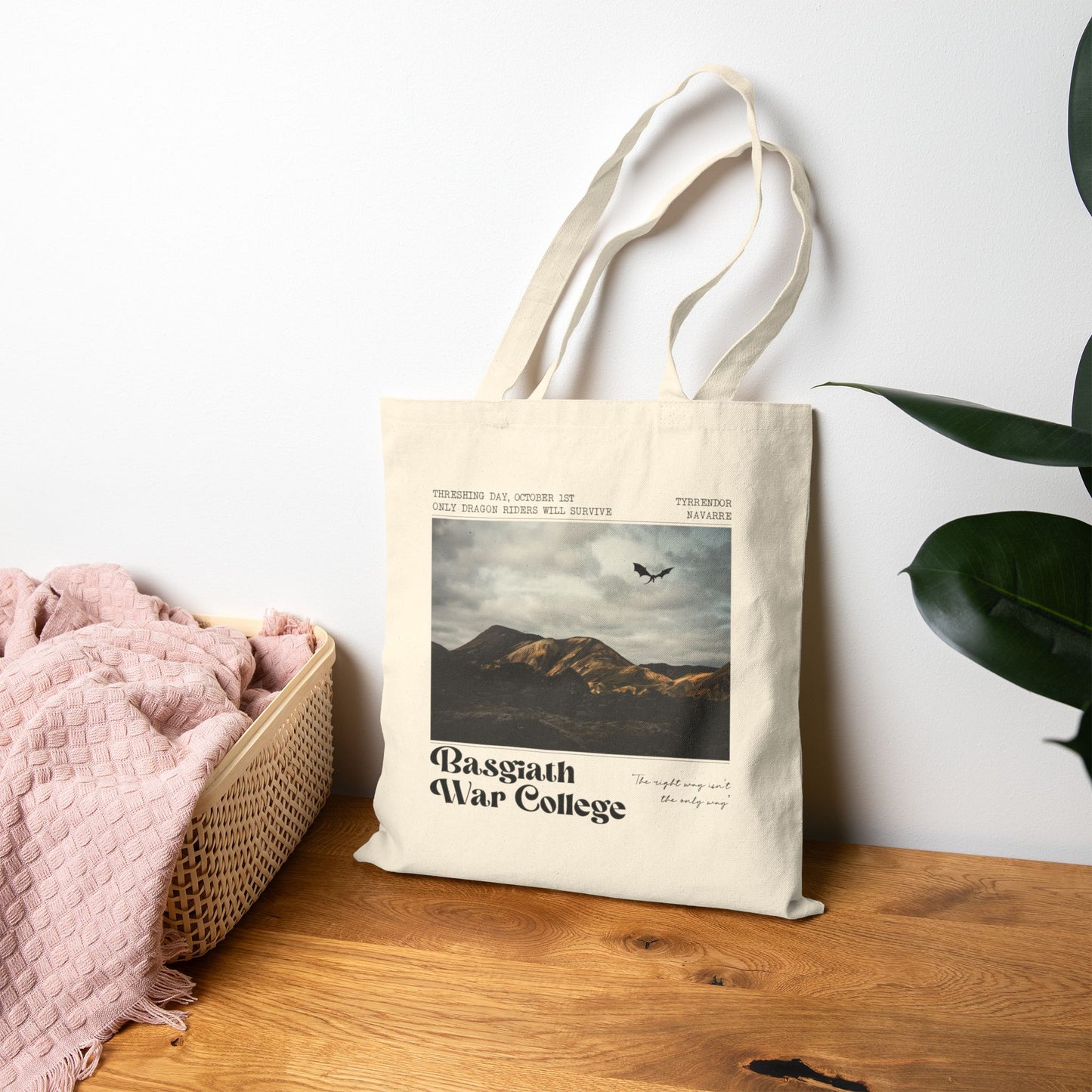 Basgiath War College Tote Bag | Fourth Wing-Inspired Canvas Book Tote for Fantasy Readers