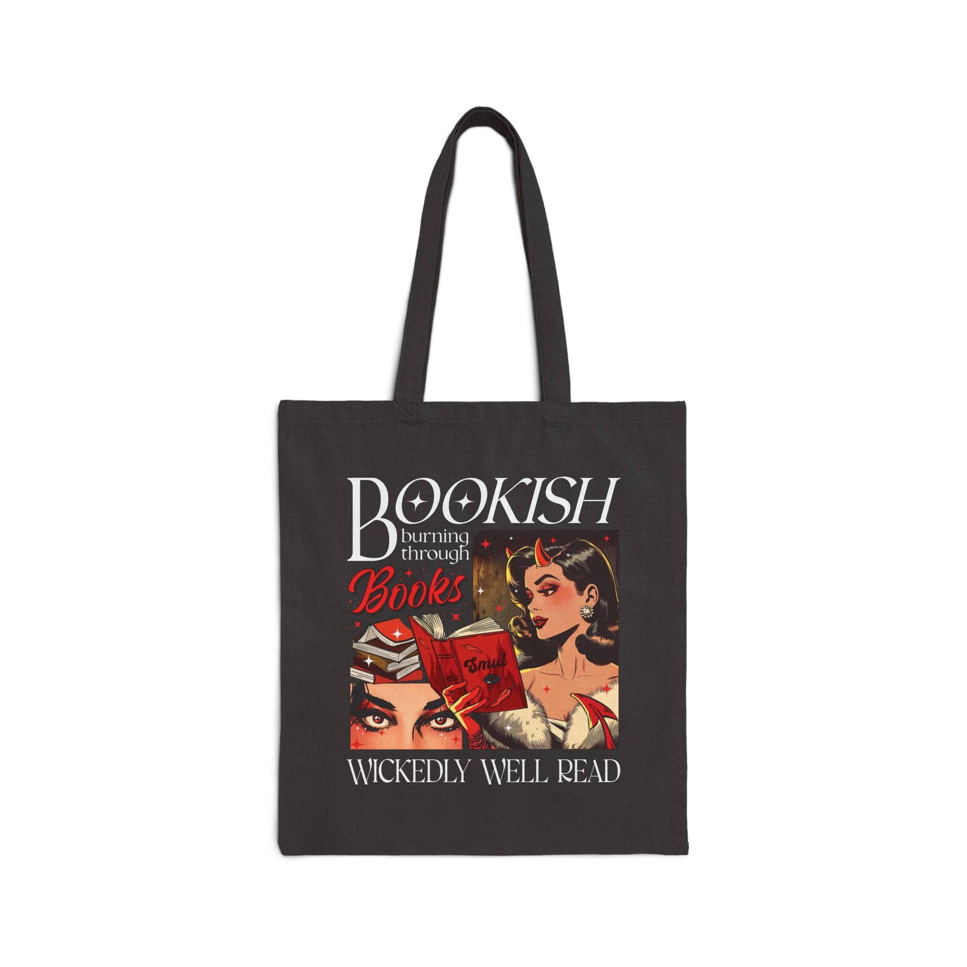 “Wickedly Well Read” Retro Bookish Tote Bag-1