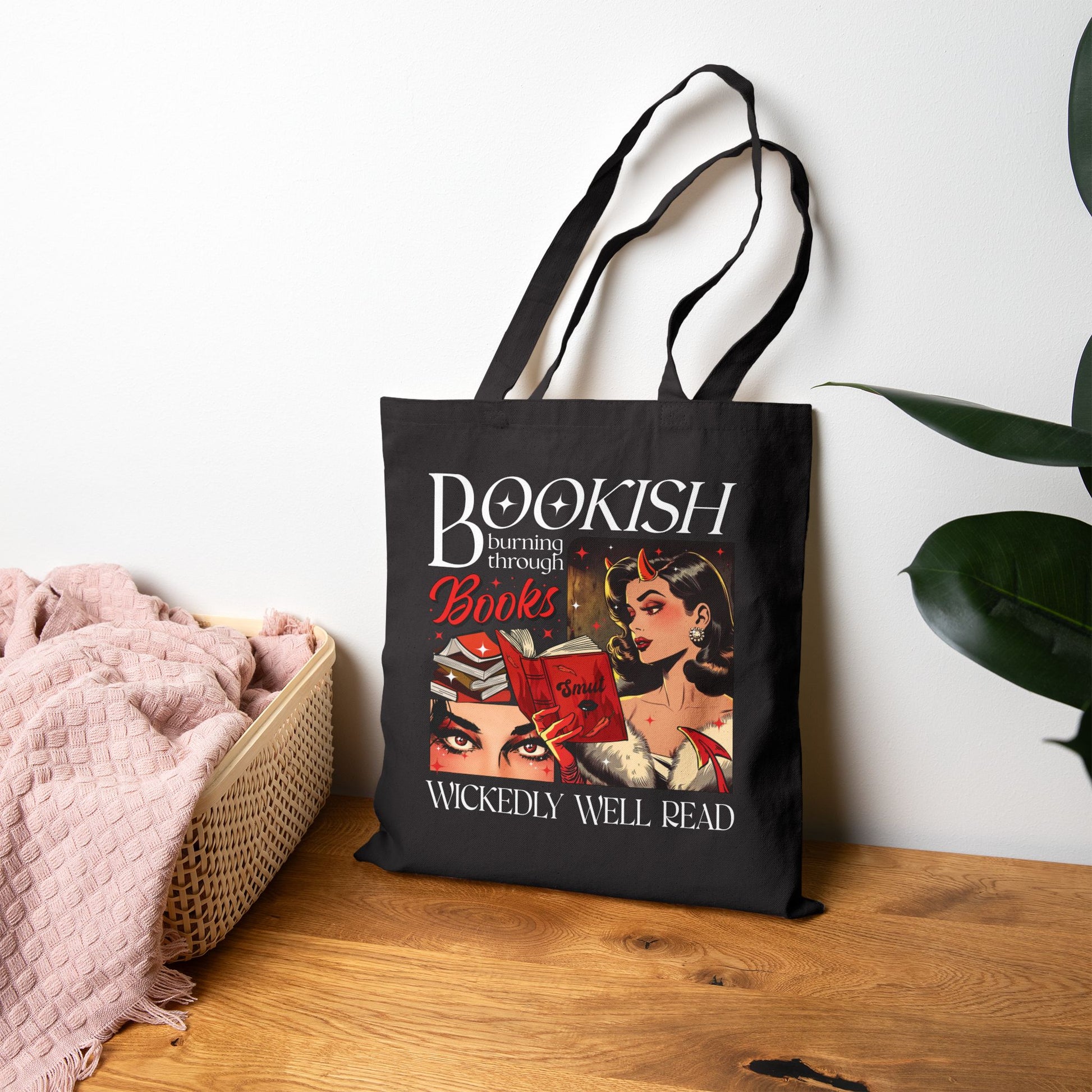 “Wickedly Well Read” Retro Bookish Tote Bag-4