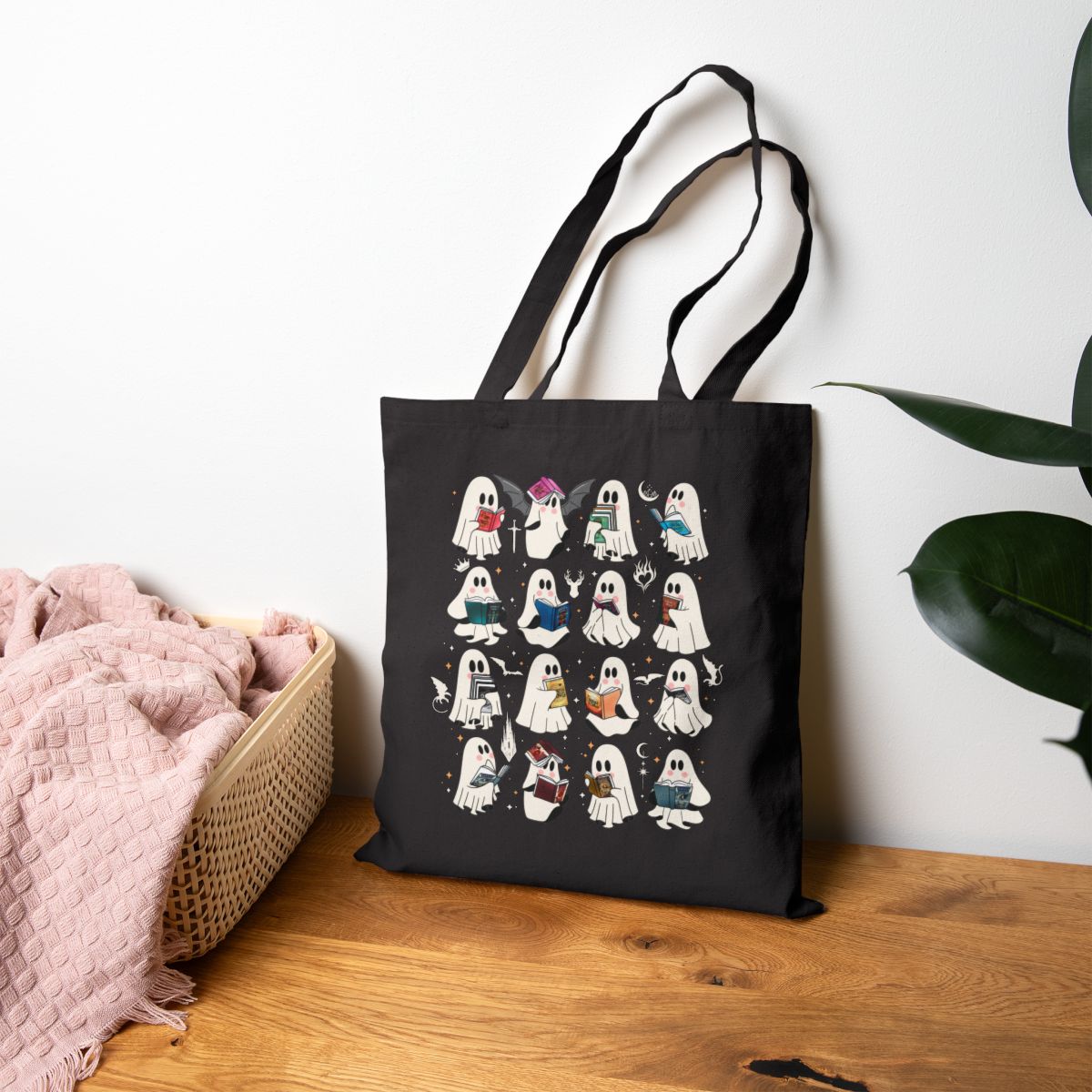 Bookish Ghosts Tote Bag – Cute Spooky Book Lover Bag