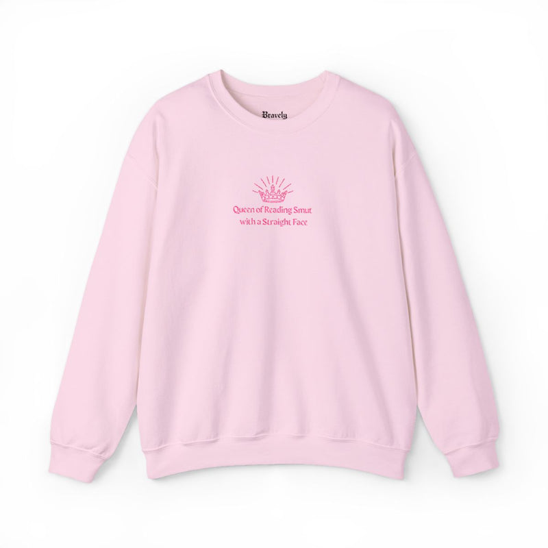 Queen of Reading Smut Crewneck Sweatshirt – Bookish Humor Pullover, Spicy Romance Reader Aesthetic-zoom-