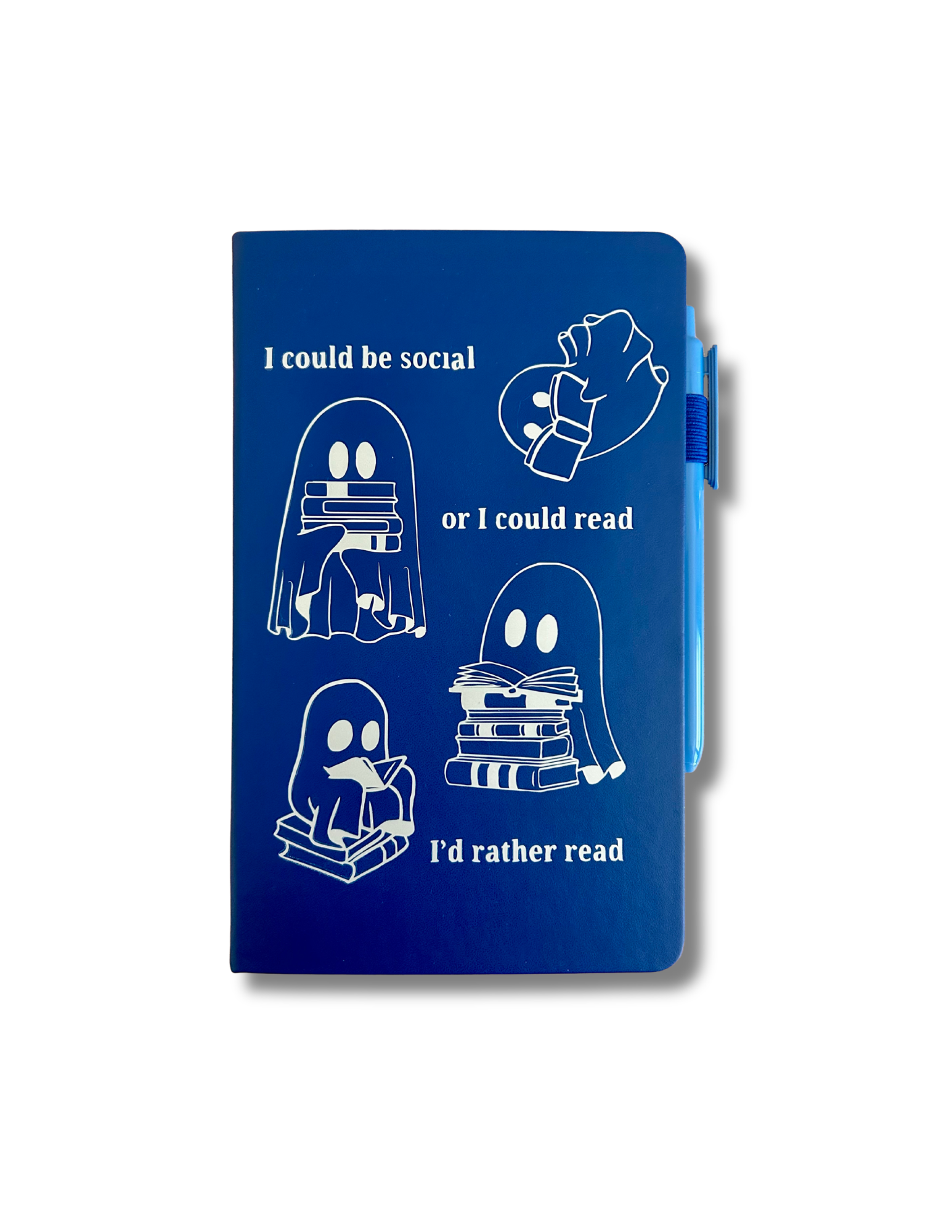 "I'd Rather Read" – Hand-Embellished Classic Ruled Faux Leather Journal
