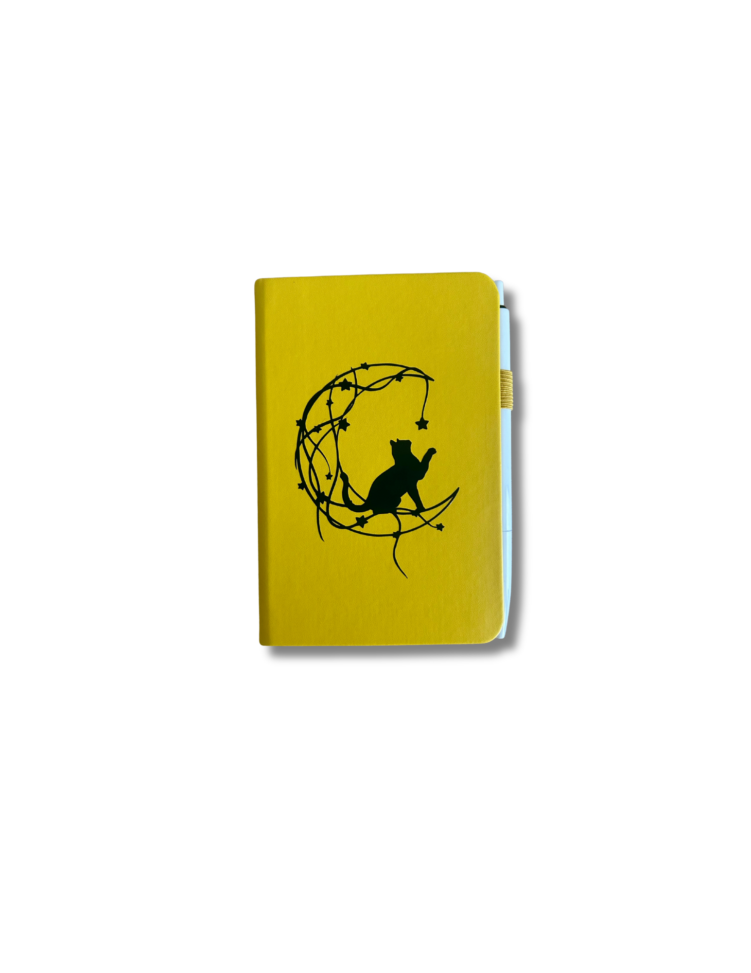 Crescent Moon Cat: Hand-Embellished College Ruled Faux Leather Mini Journal-1