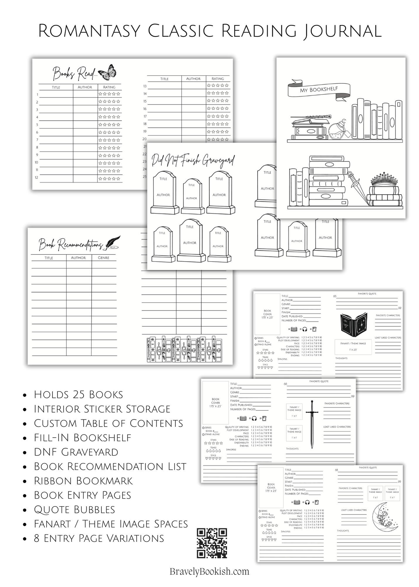 5x7 Romantasy Classic Reading Journal