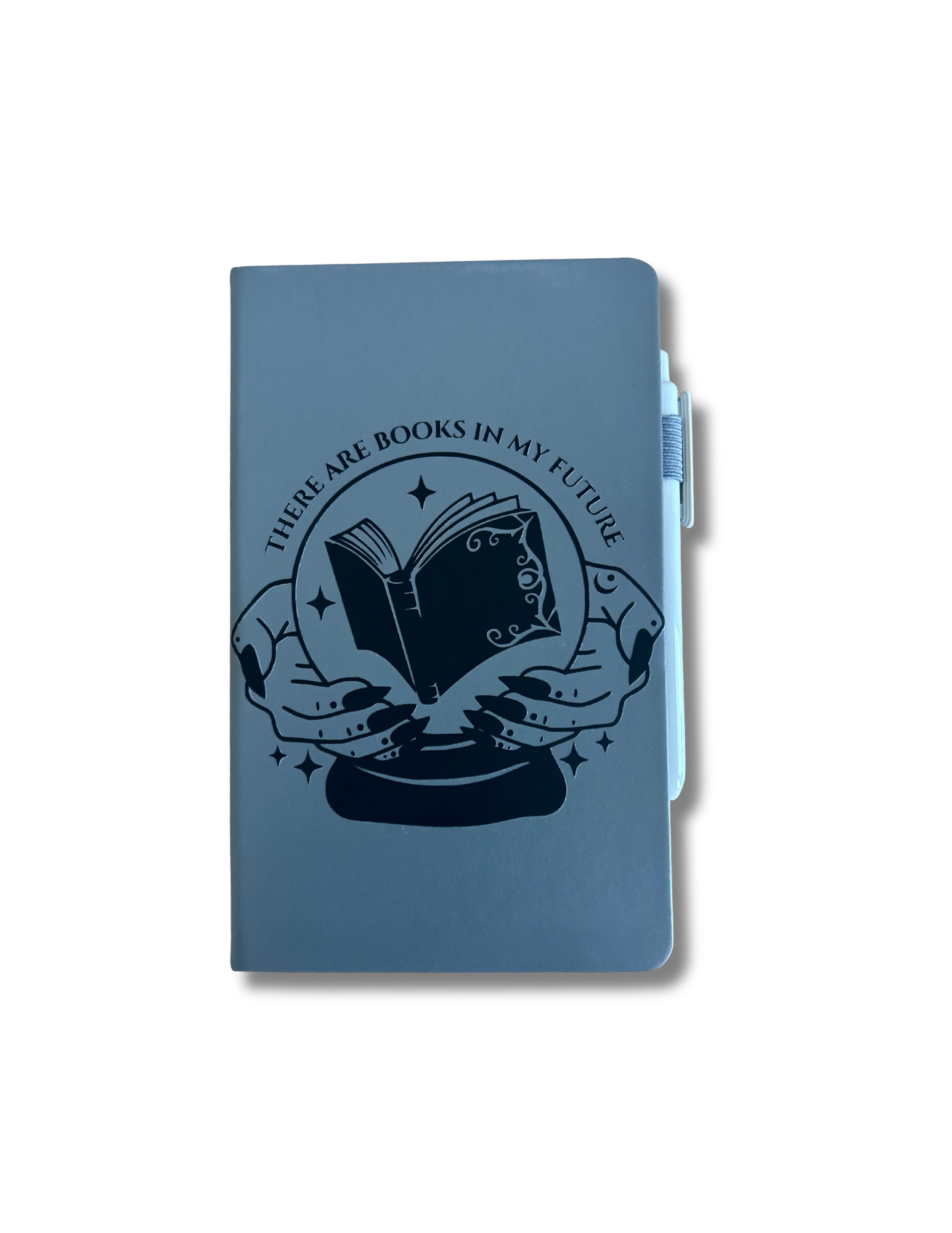 “There Are Books in My Future” Hand-Embellished Classic Ruled Faux Leather Journal