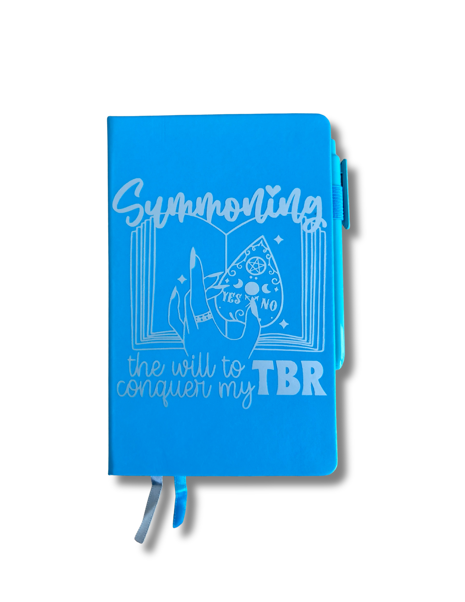 "Summoning the Will to Conquer My TBR" Hand-Embellished Classic Ruled Faux Leather Journal