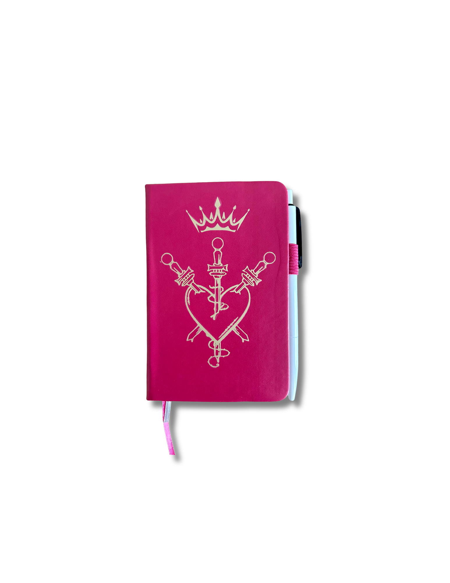 Crowned Heart & Daggers: Hand-Embellished College Ruled Faux Leather Mini Journal-zoom-1