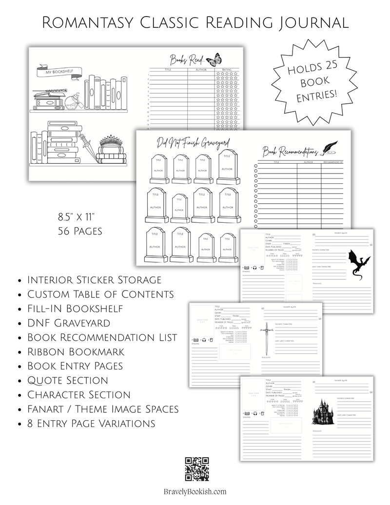 8.5x11 Romantasy Classic Reading Journal-zoom-