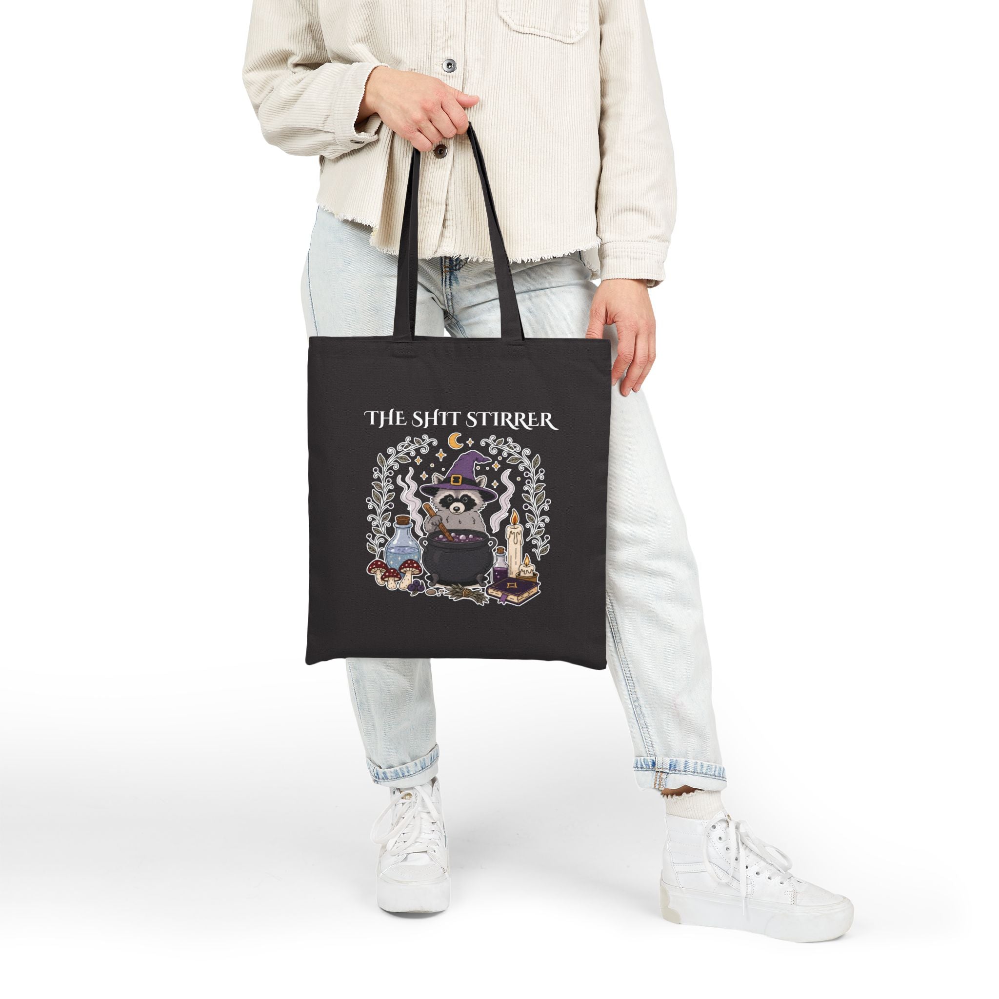 The Shit Stirrer Tote – Witchy Raccoon Cauldron Tote Bag-zoom-3