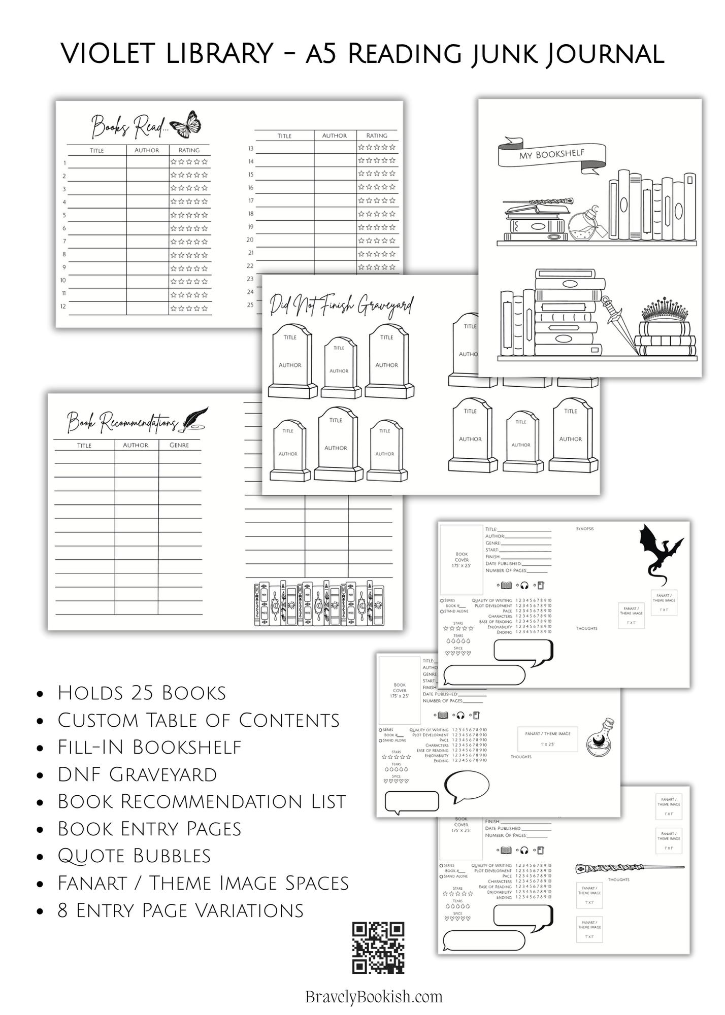 Violet Library – A5 Reading Junk Journal-zoom-3