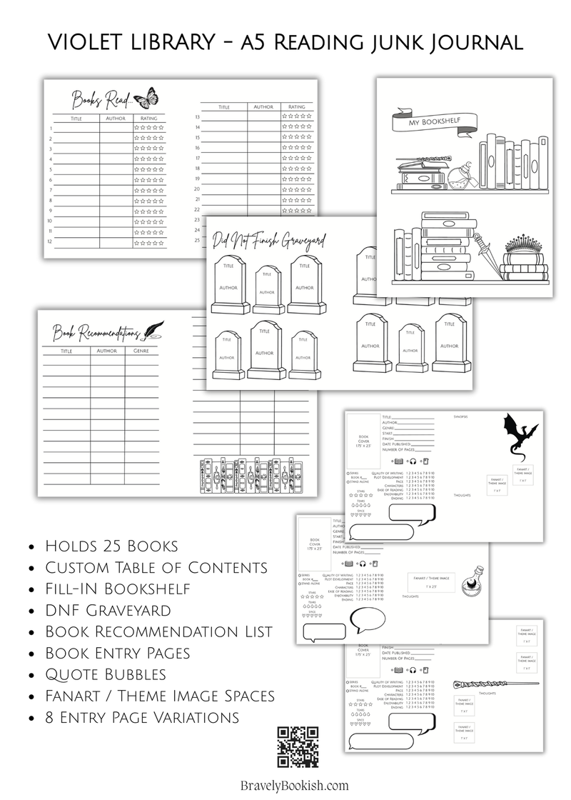 Violet Library – A5 Reading Junk Journal-zoom-