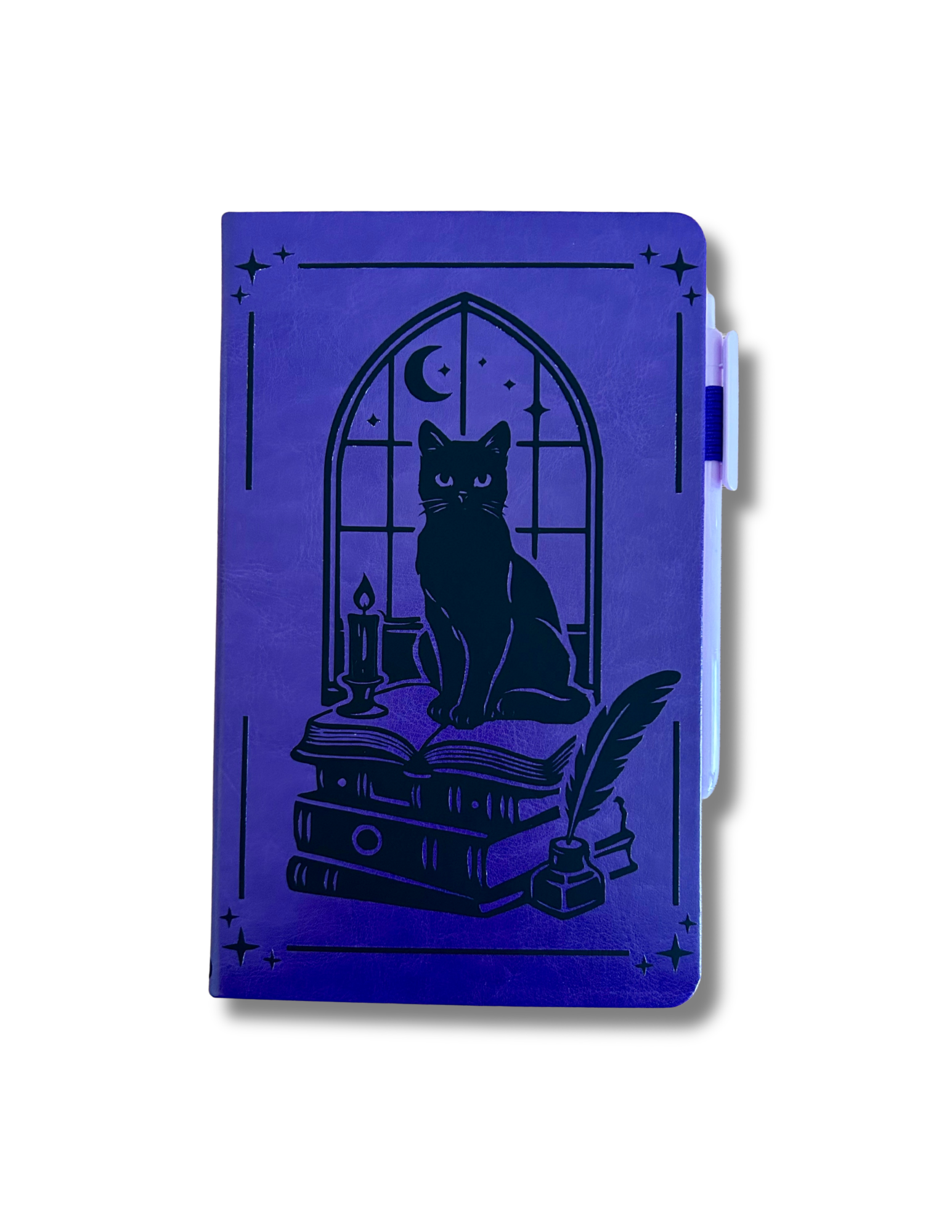 Bookish Familiar Journal – Witchy Cat & Books Fantasy Notebook | Magical Reader & Writer Journal