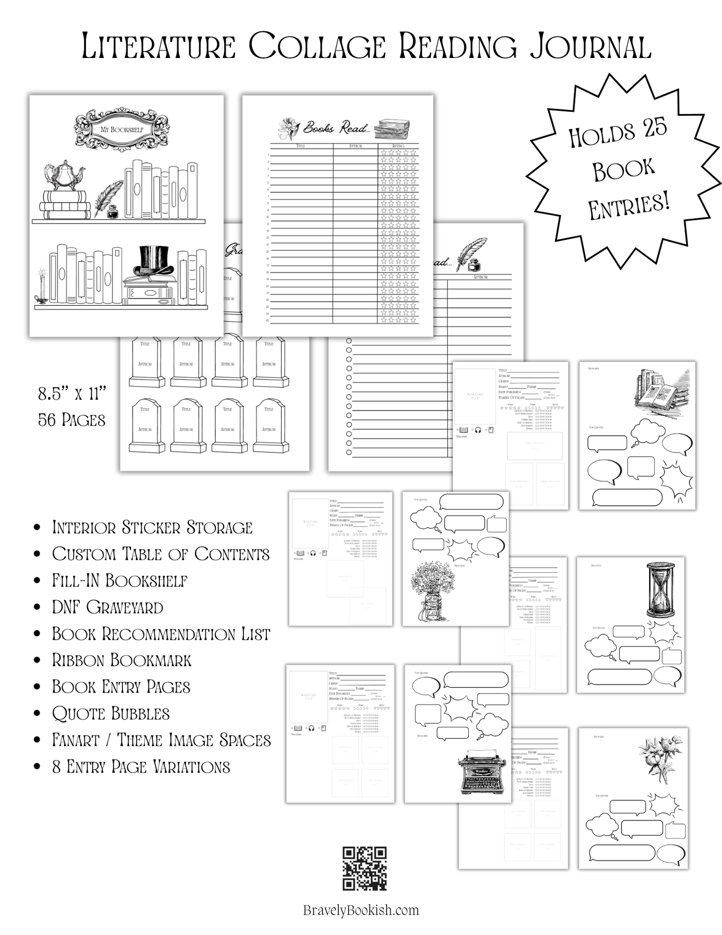 Dark Academia - 8.5x11 Literature Reading Junk Journal