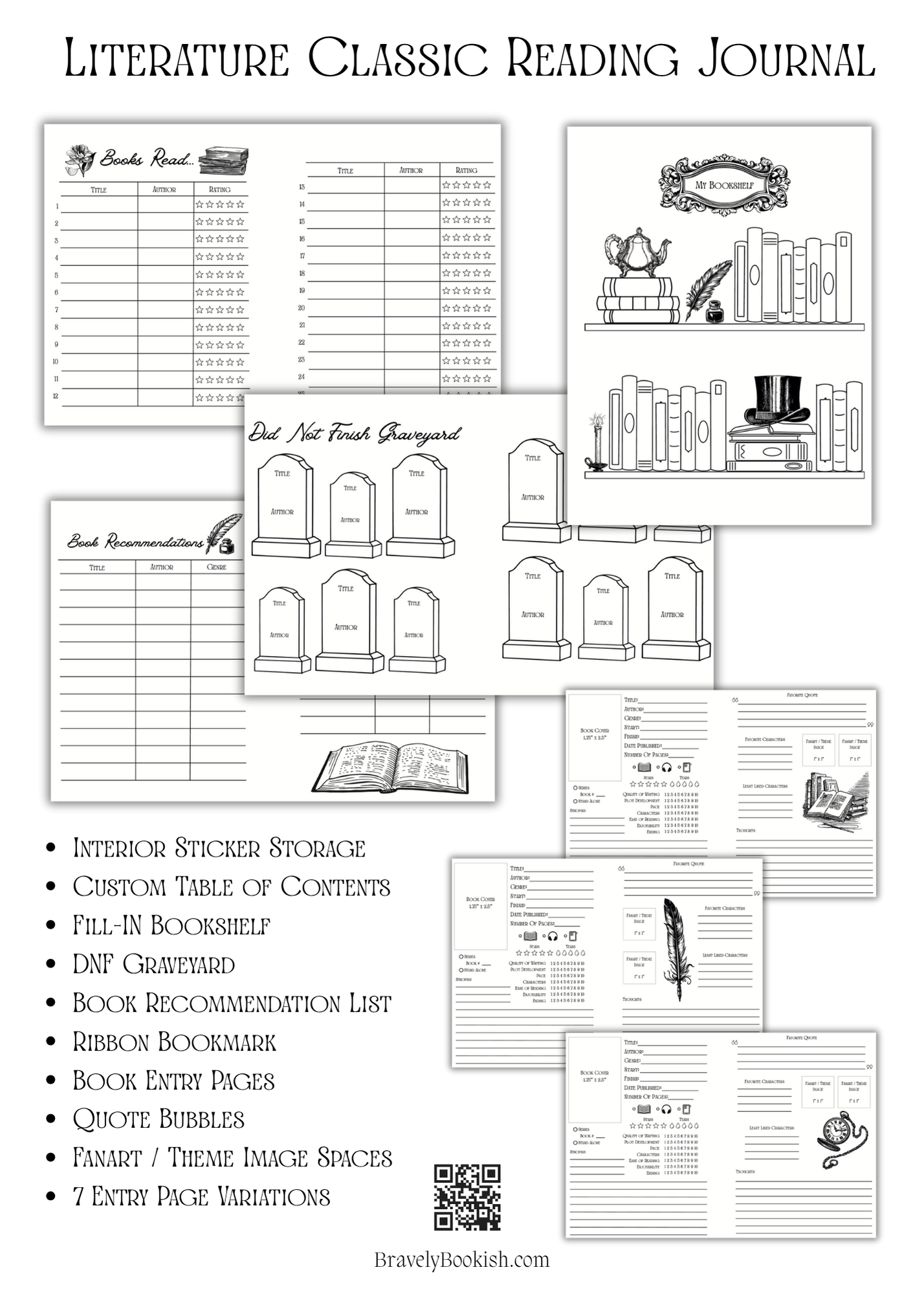 Rosette Record - 5x7 Literature Classic Reading Journal
