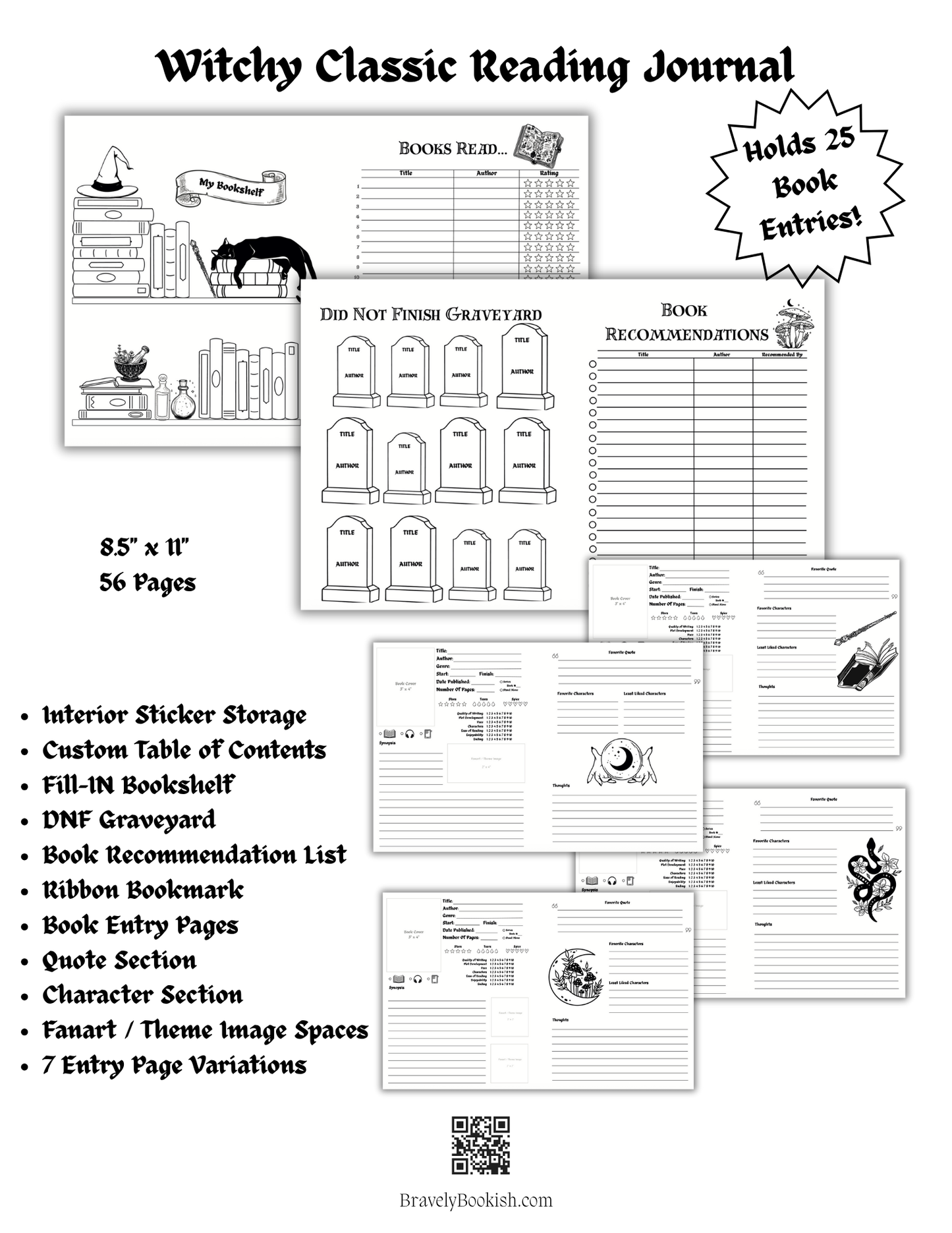 Herbs & Hexes - 8.5x11 Witchy Classic Reading Journal