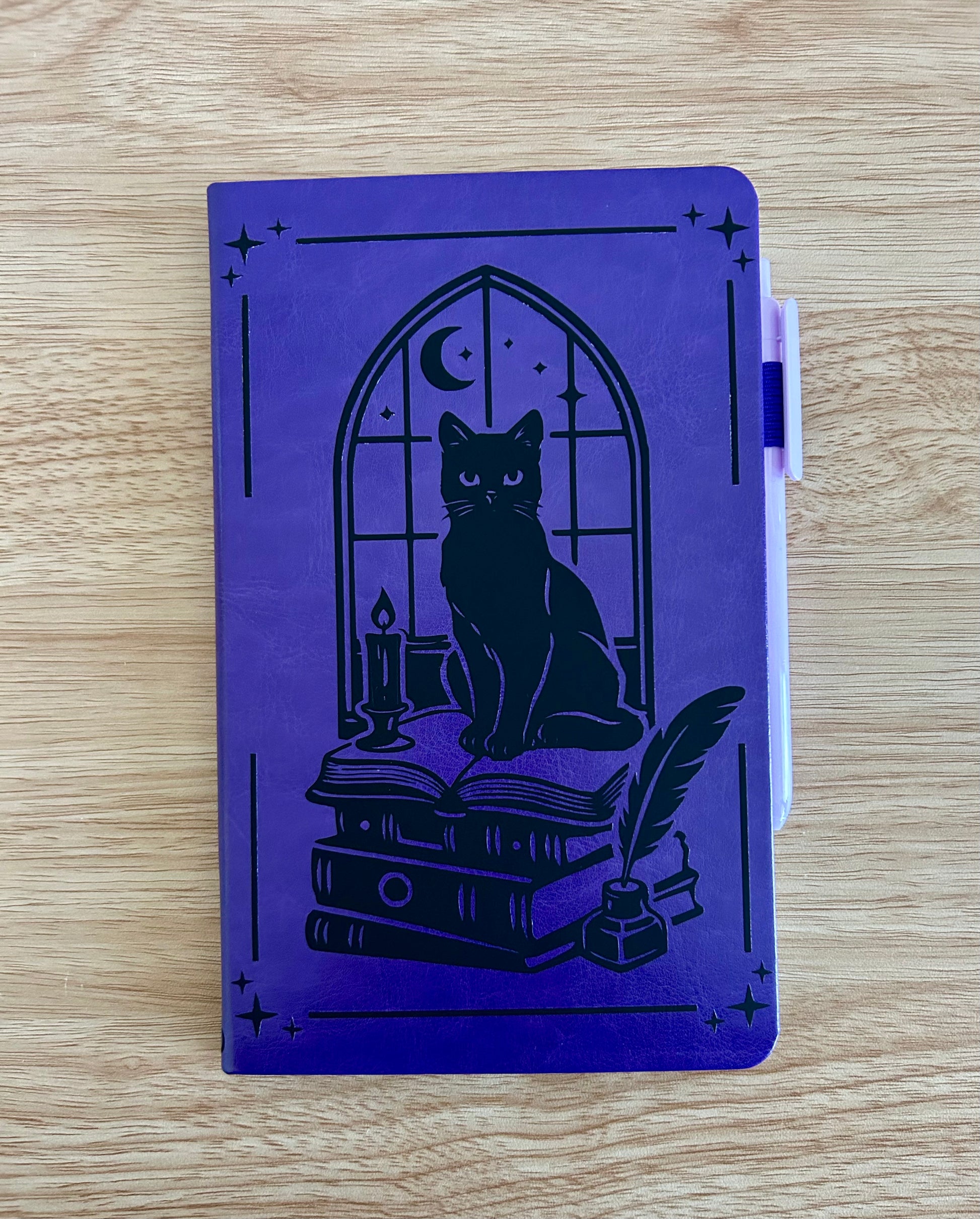 Bookish Familiar Journal – Witchy Cat & Books Fantasy Notebook | Magical Reader & Writer Journal-3