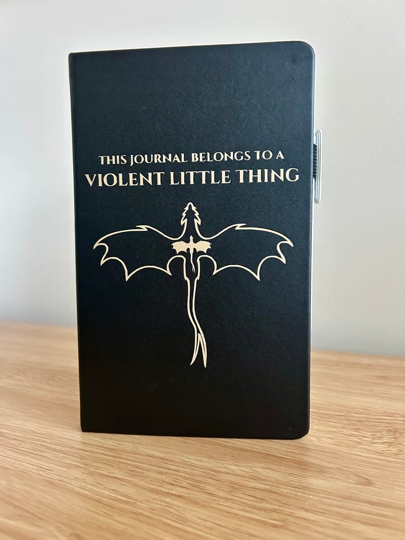 V.L.T. –  Fourth Wing Inspired Hand-Embellished Classic Ruled Faux Leather Journal-zoom-