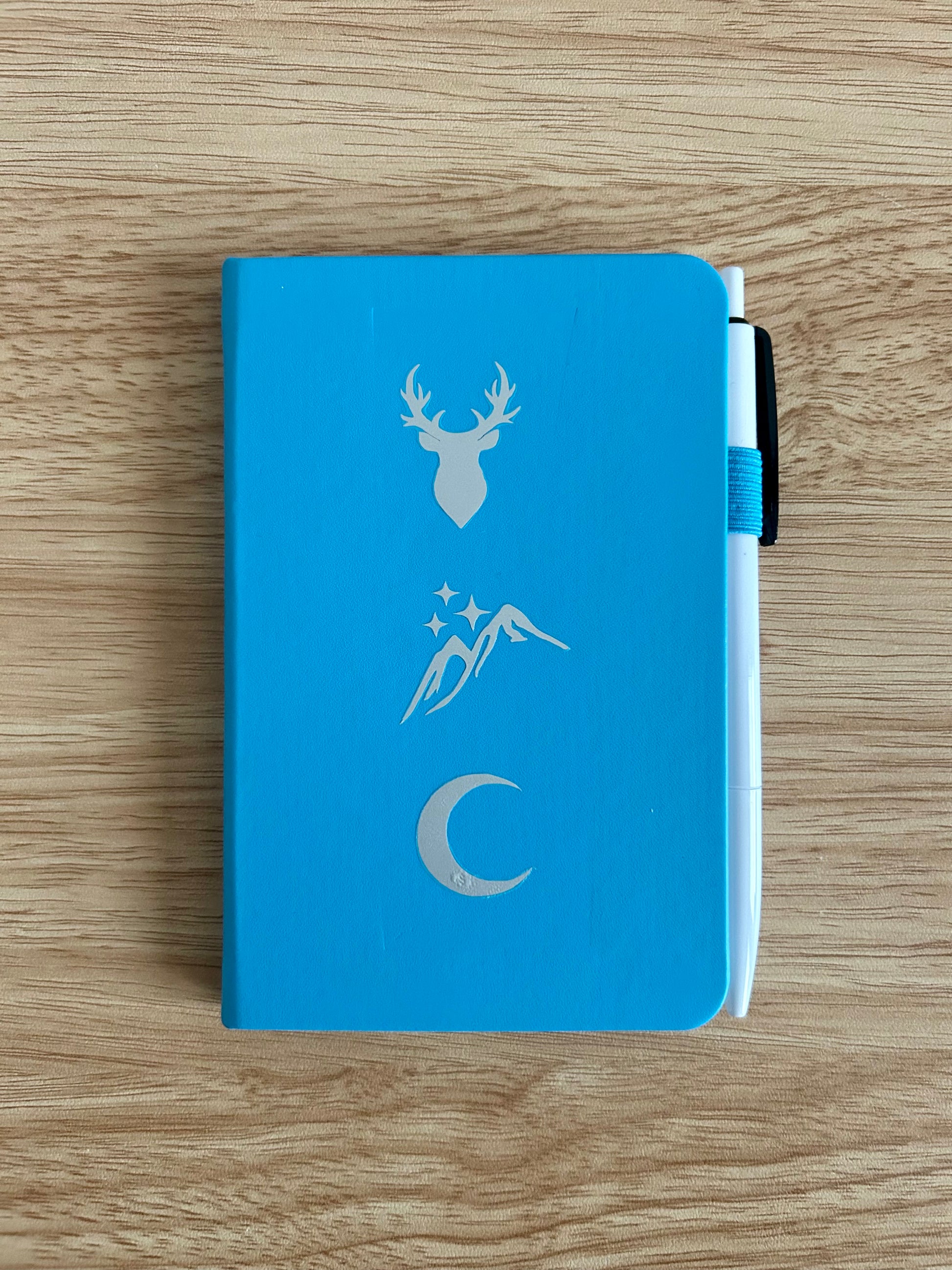 Maasverse Inspired Hand-Embellished College Ruled Faux Leather Mini Journal-1