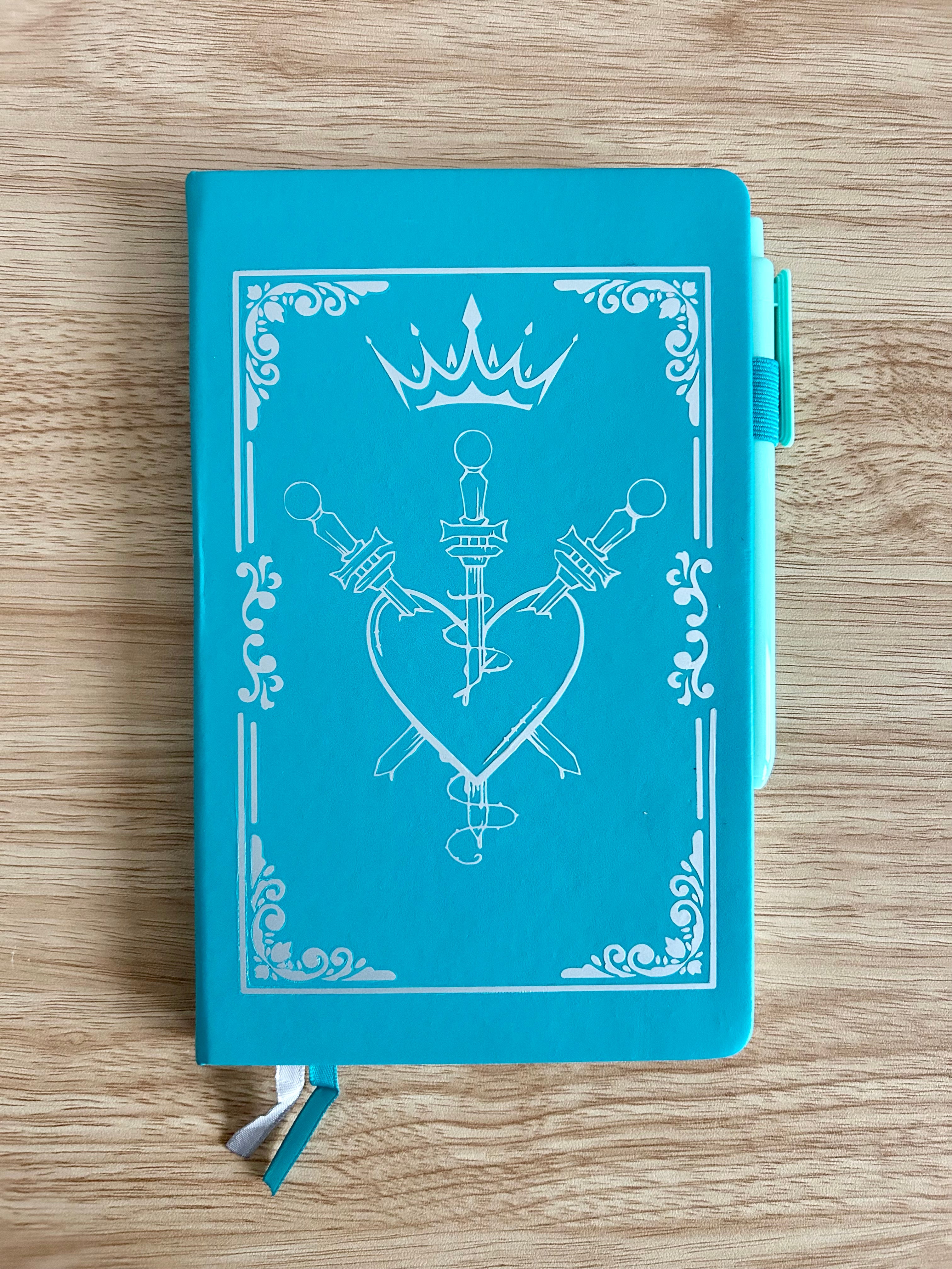 Crowned Heart & Daggers – Hand-Embellished Classic Ruled Faux Leather Journal-zoom-1