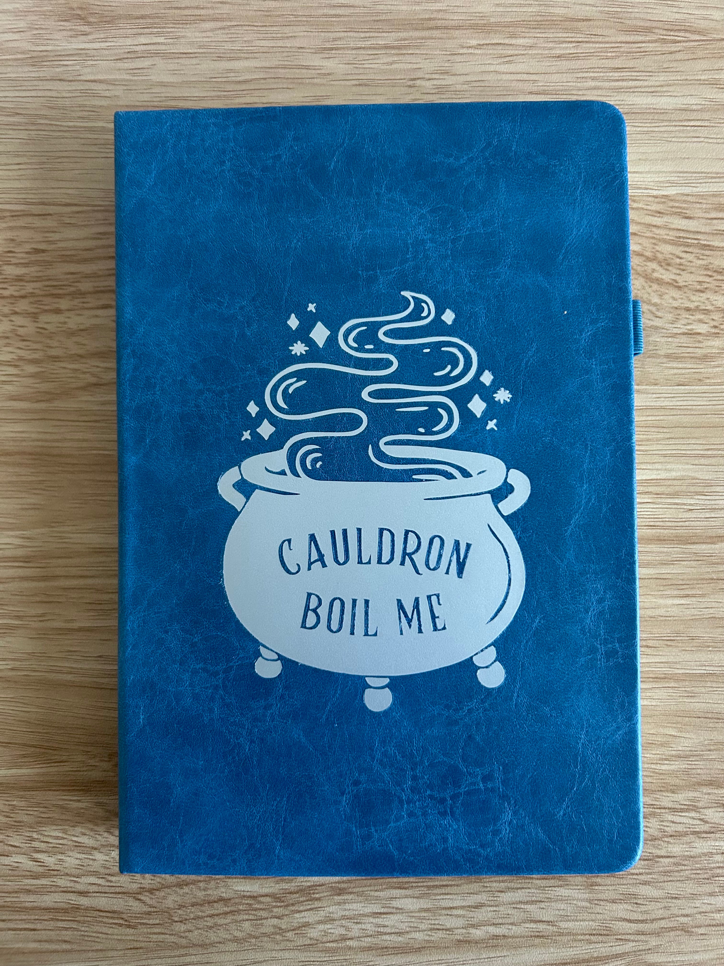 “Cauldron Boil Me” Hand-Embellished Lined Large Faux Leather Journal-zoom-1