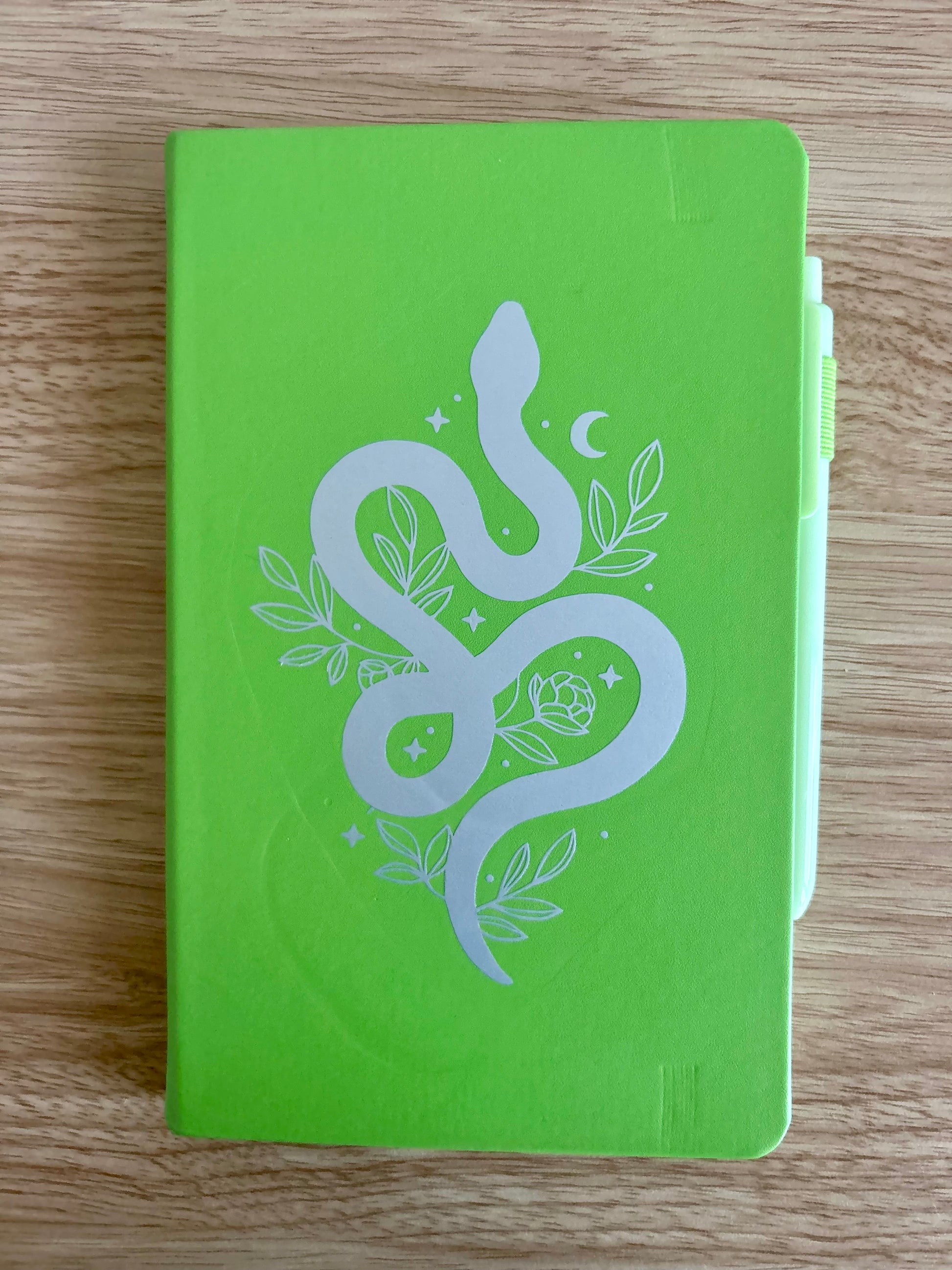 Celestial Snake: Hand-Embellished Classic Ruled Faux Leather Journal-1