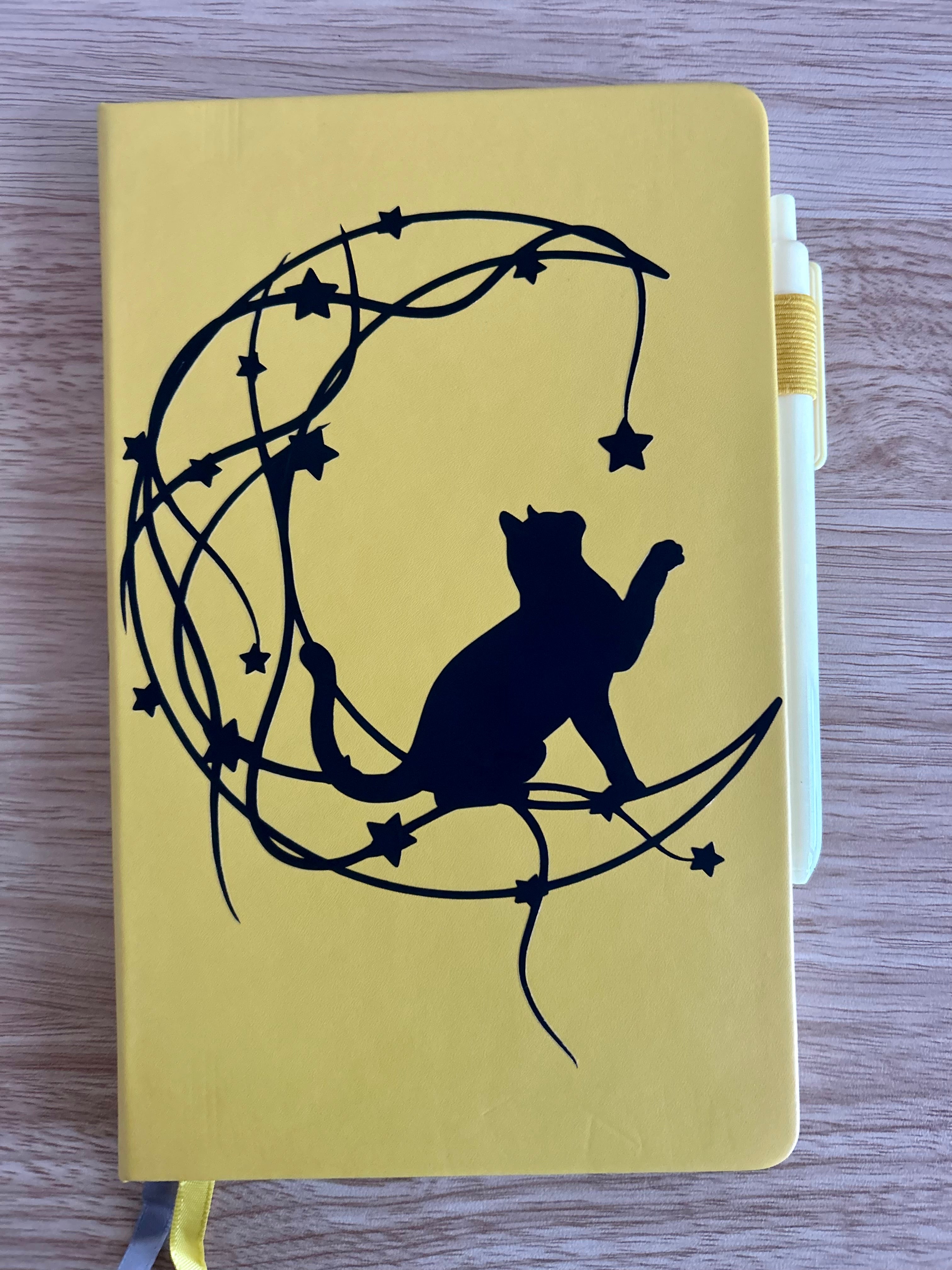Celestial Cat: Hand-Embellished Classic Ruled Faux Leather Journal