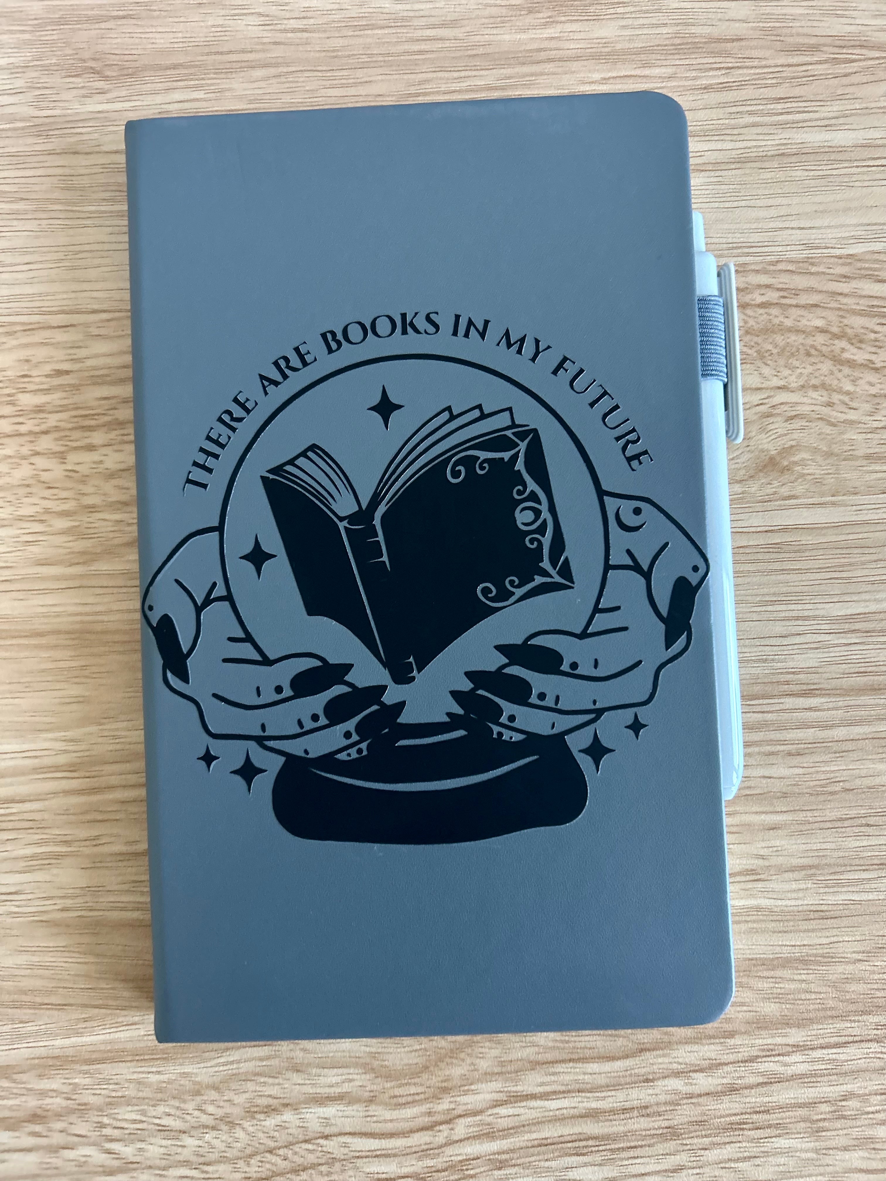 “There Are Books in My Future” Hand-Embellished Classic Ruled Faux Leather Journal-zoom-1