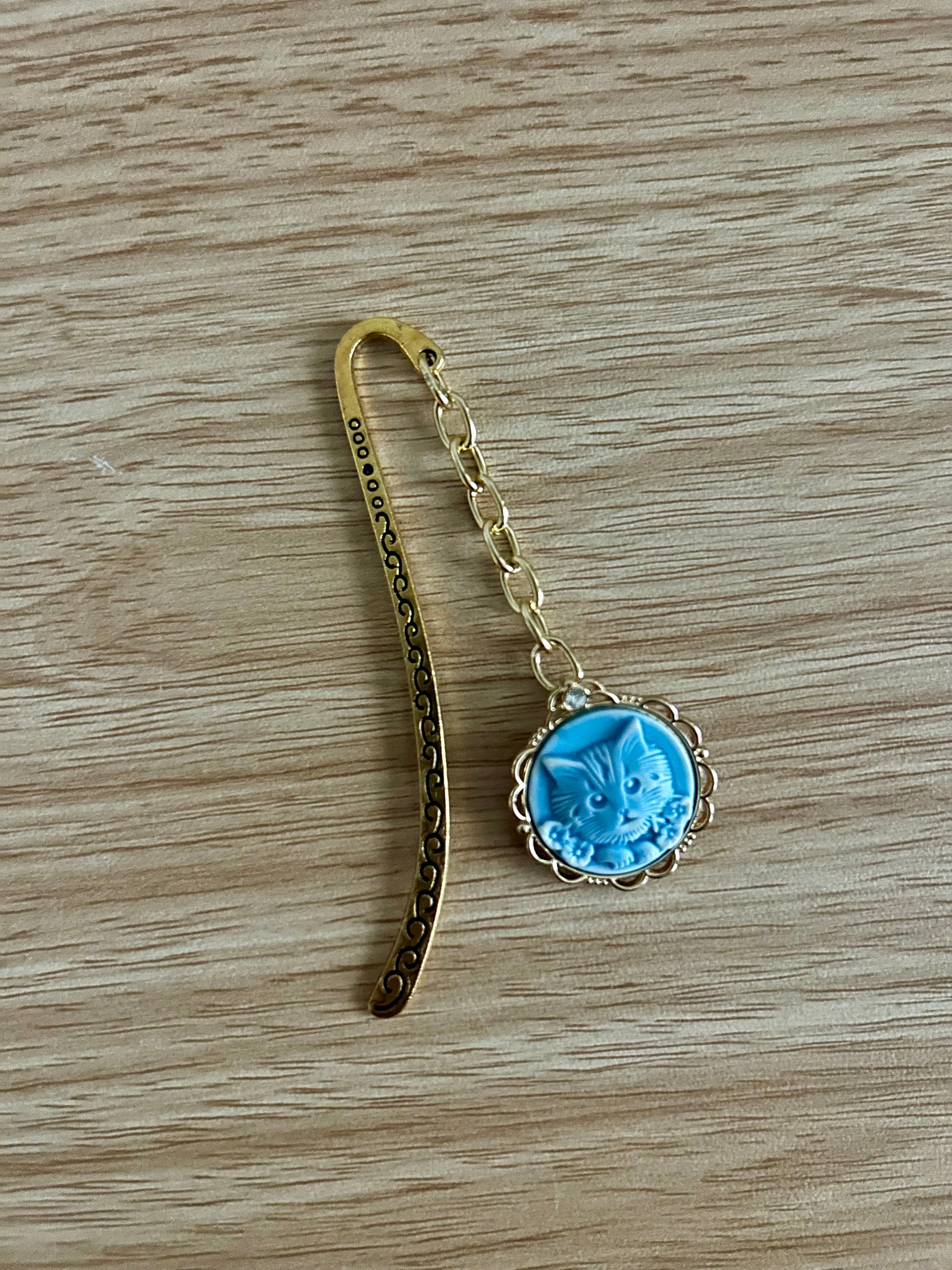 Blue Kitten Cameo Bookmark