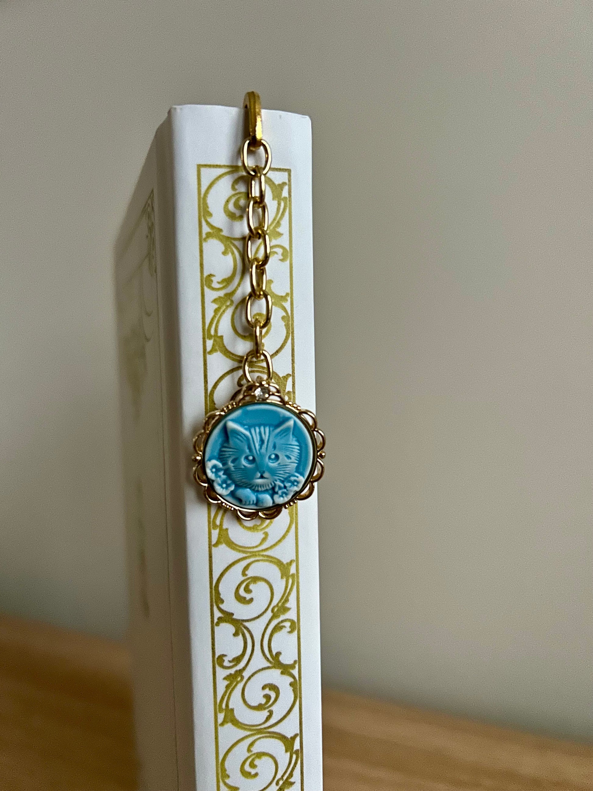 Blue Kitten Cameo Bookmark-2