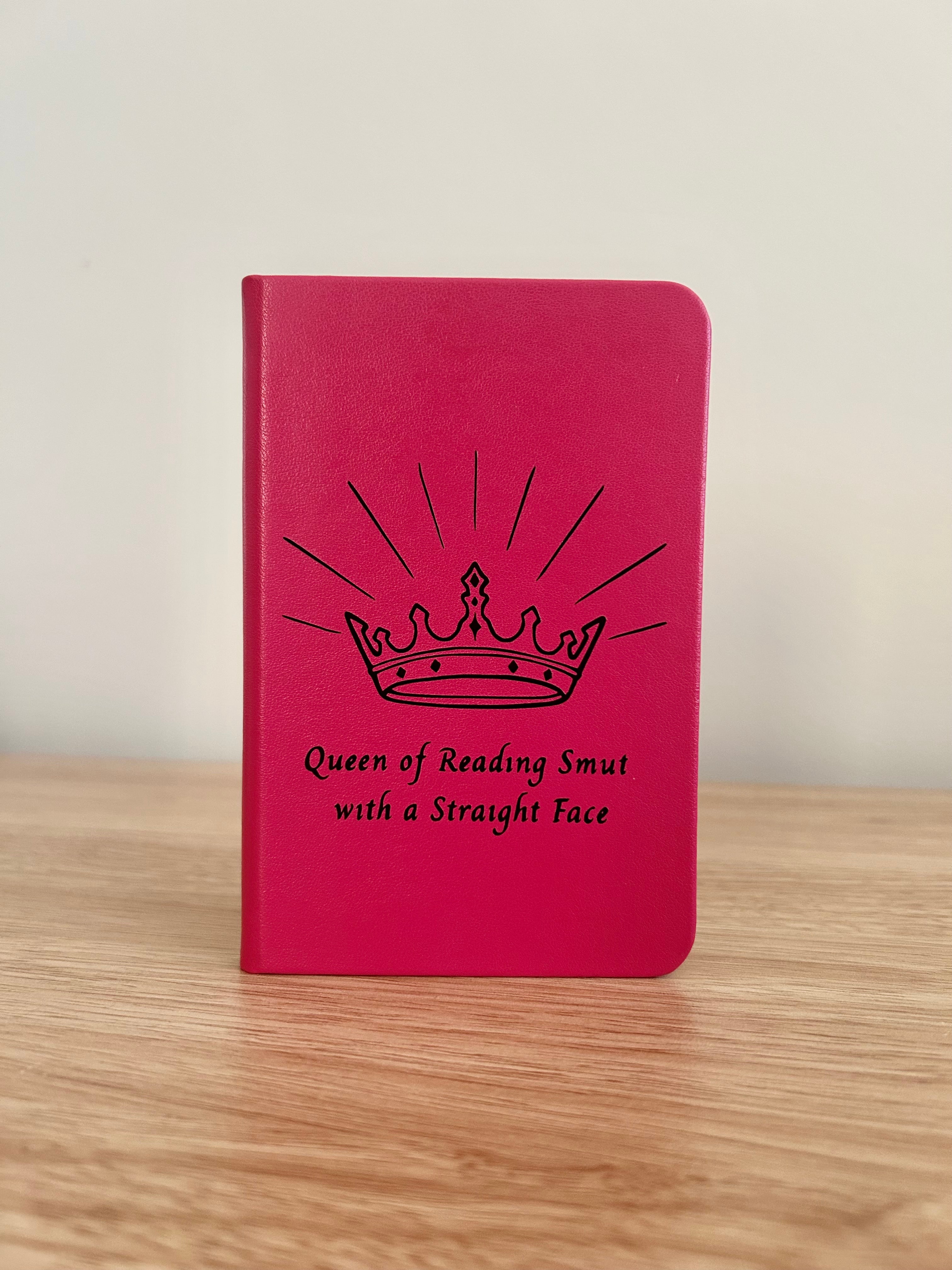 “Queen of Reading Smut with a Straight Face” Hand-Embellished College Ruled Faux Leather Mini Journal-zoom-1