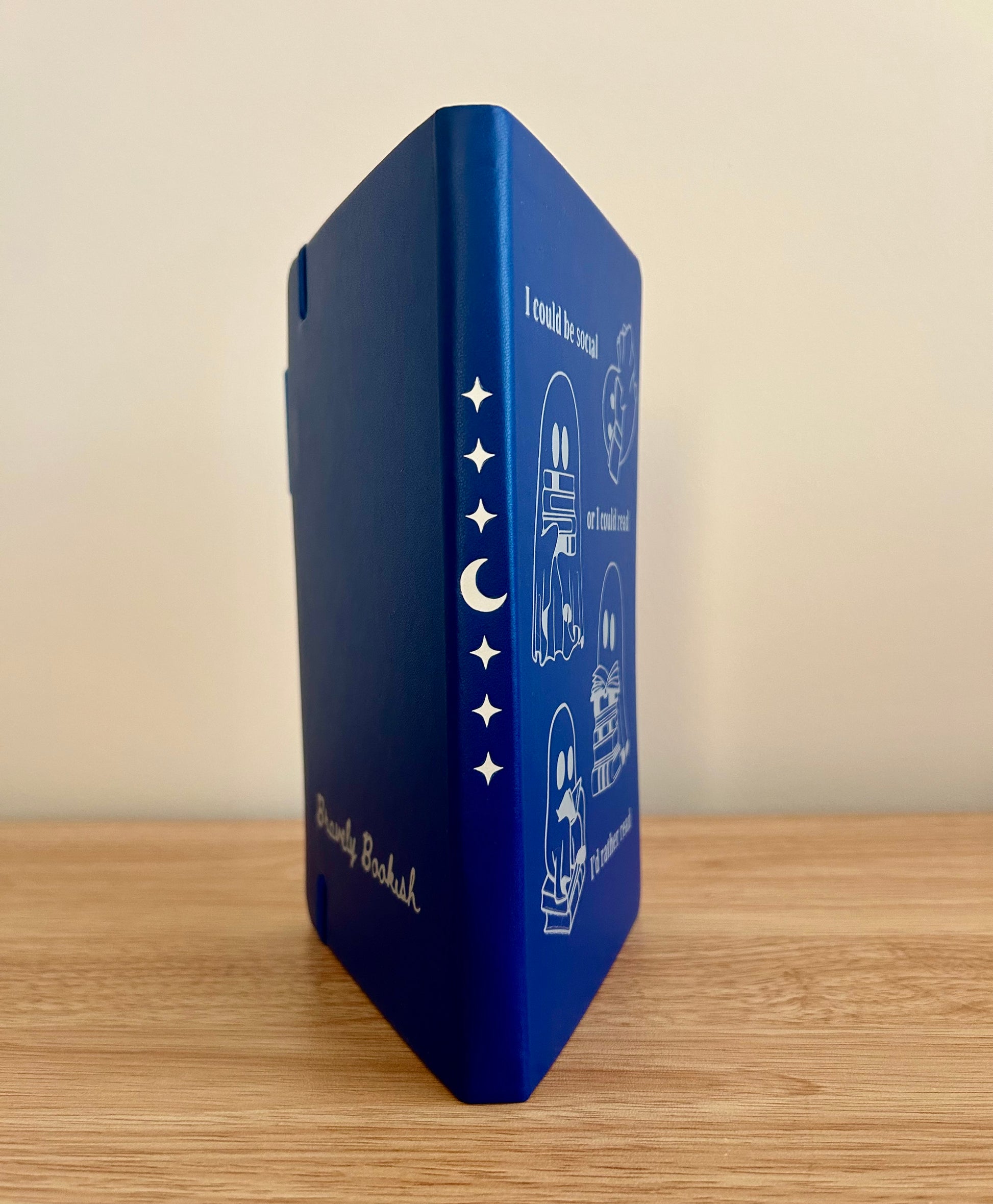 "I'd Rather Read" – Hand-Embellished Classic Ruled Faux Leather Journal-2