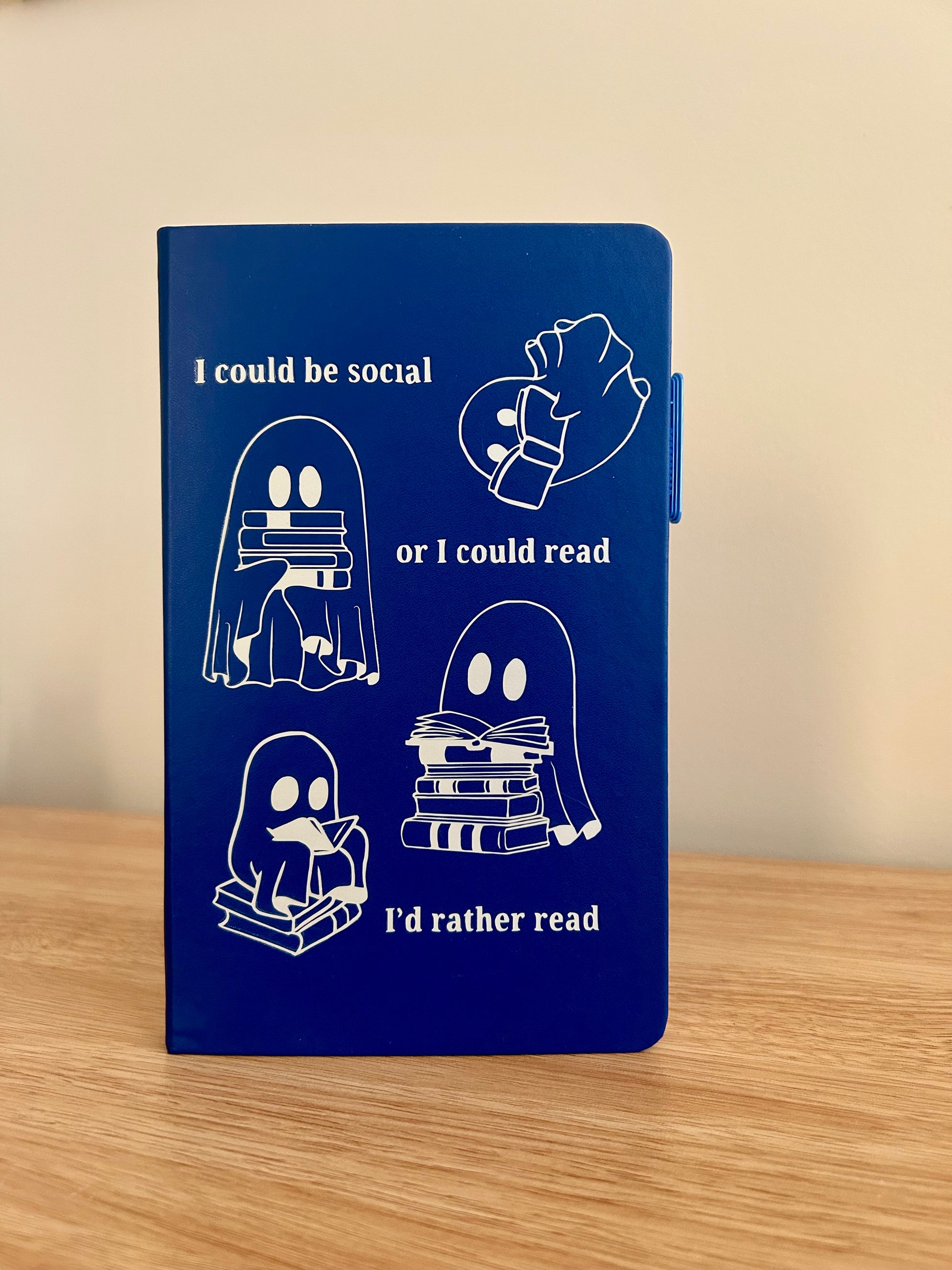 "I'd Rather Read" – Hand-Embellished Classic Ruled Faux Leather Journal-3