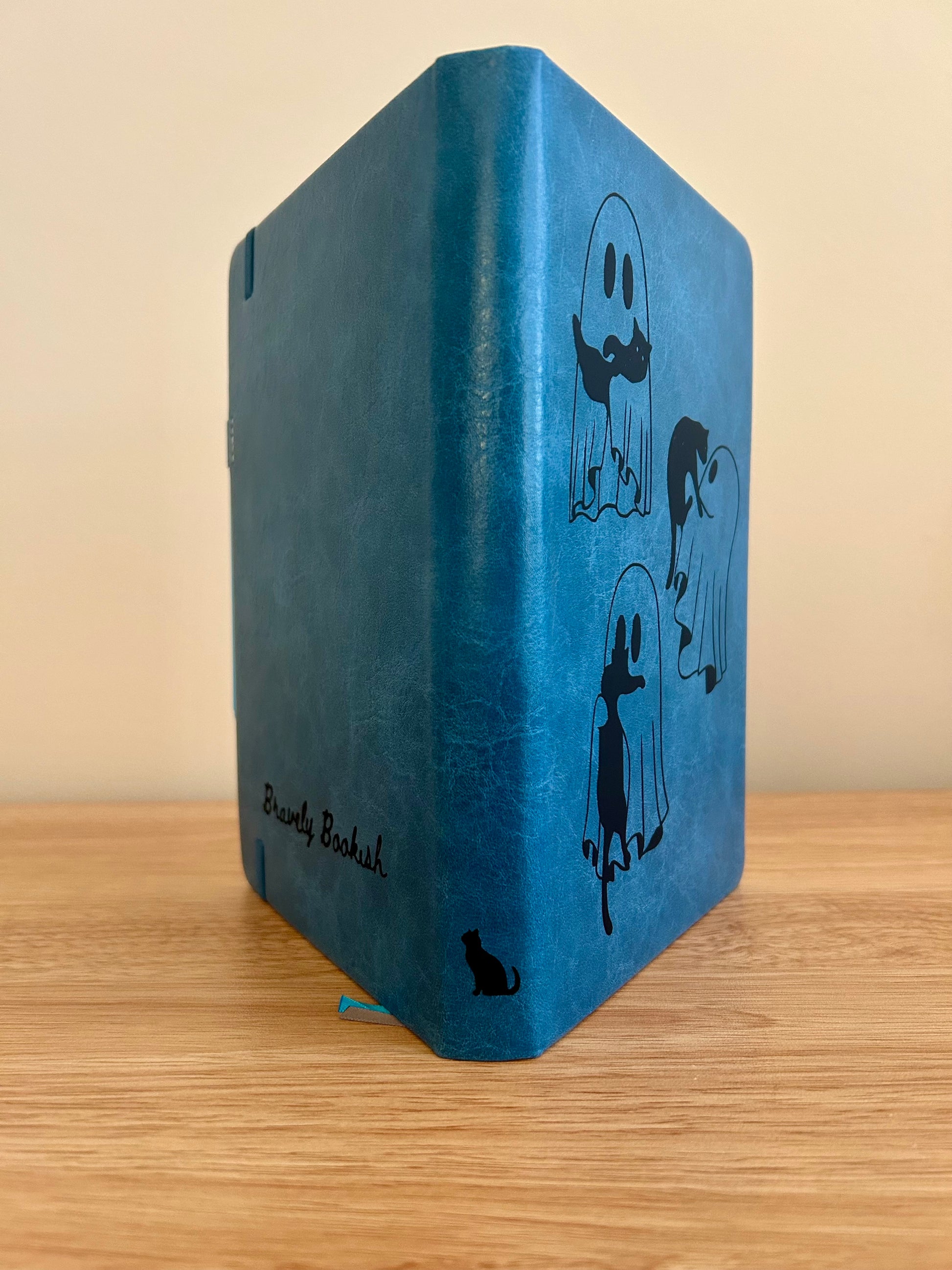 Ghost Cats & Mischief : Hand-Embellished Large Faux Leather Bullet Journal-2