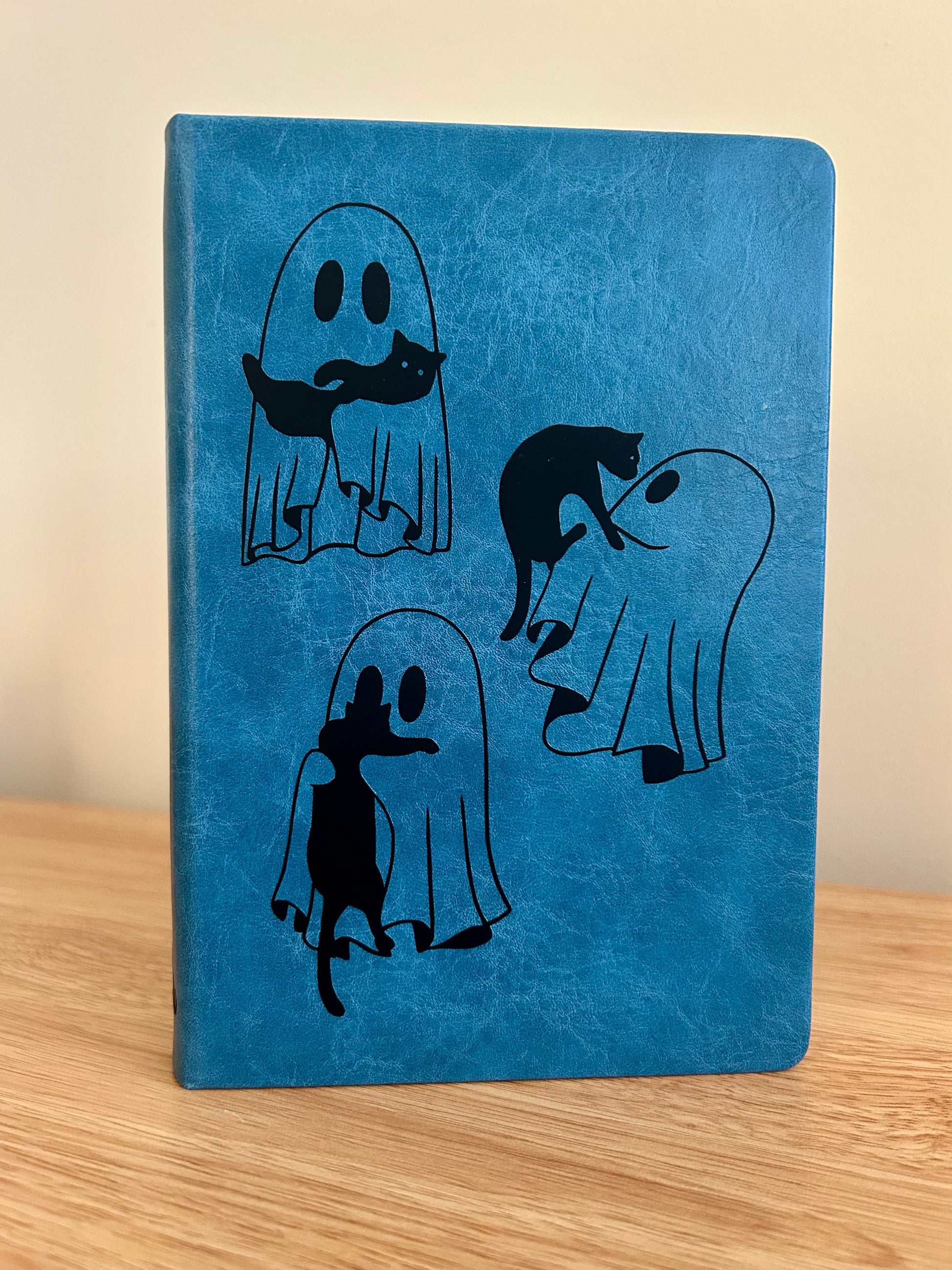 Ghost Cats & Mischief : Hand-Embellished Large Faux Leather Bullet Journal-1