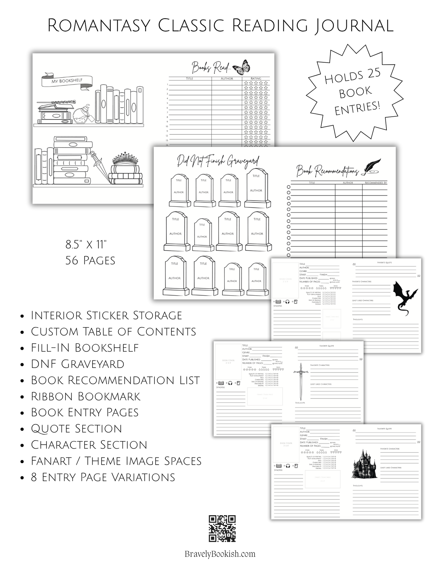 Silverwing Stories - 8.5x11 Romantasy Classic Reading Journal