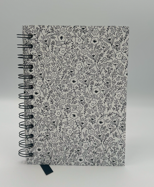 Monochrome Meadow - 5x7 Floral Reading Junk Journal