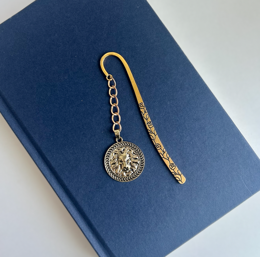 Regal Roar – Lion Medallion Charm Bookmark