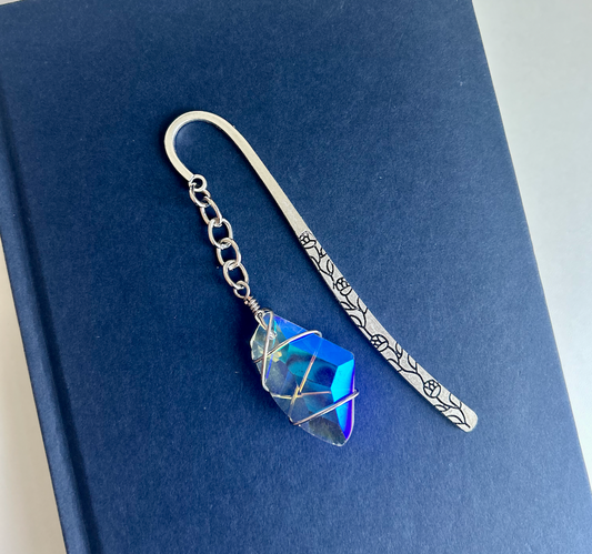 Azurelight – Blue Crystal Charm Bookmark
