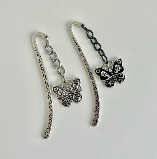 Moth of Shadows – Skull Butterfly Charm Bookmark