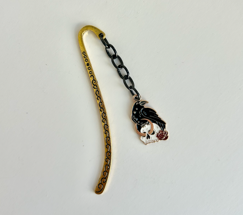 Raven’s Oath – Skull & Rose Charm Bookmark