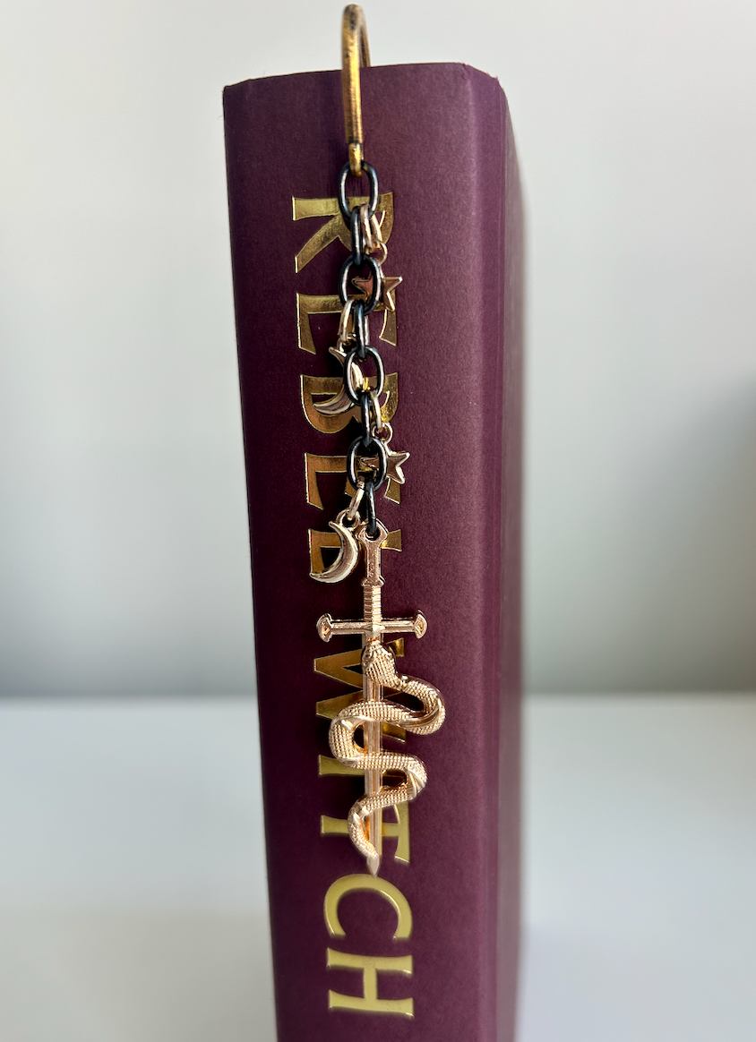 ☀️🐍 Gilded Serpent – Sword & Moon Charm Bookmark