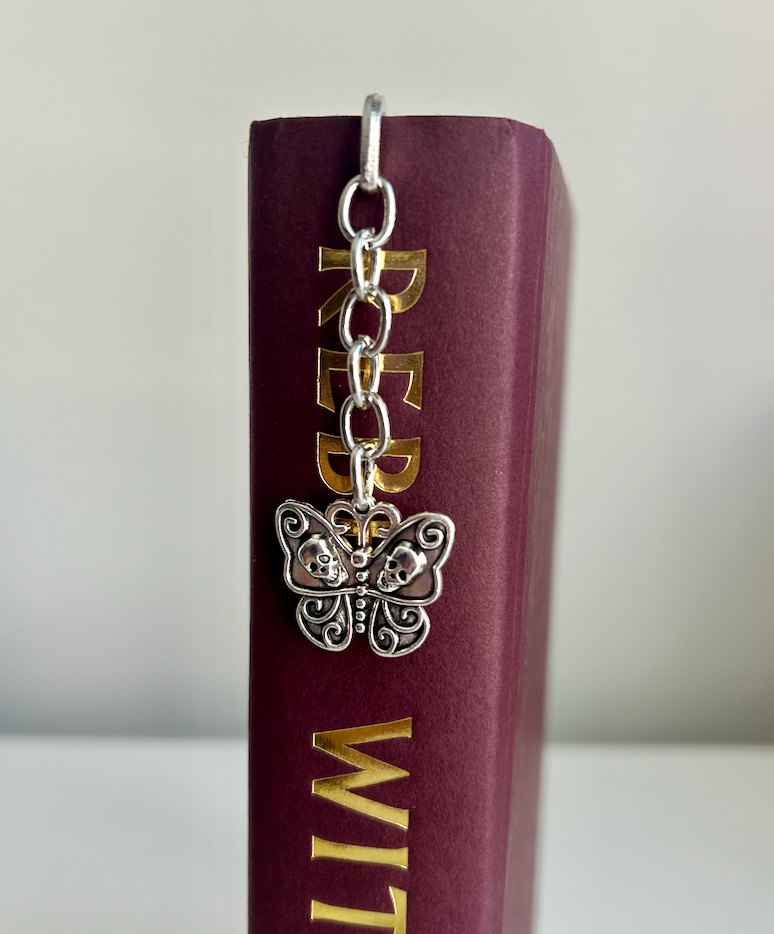 Moth of Shadows – Skull Butterfly Charm Bookmark