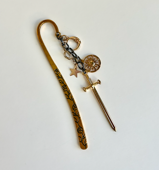 Solstice Oath – Sword & Sun Charm Bookmark