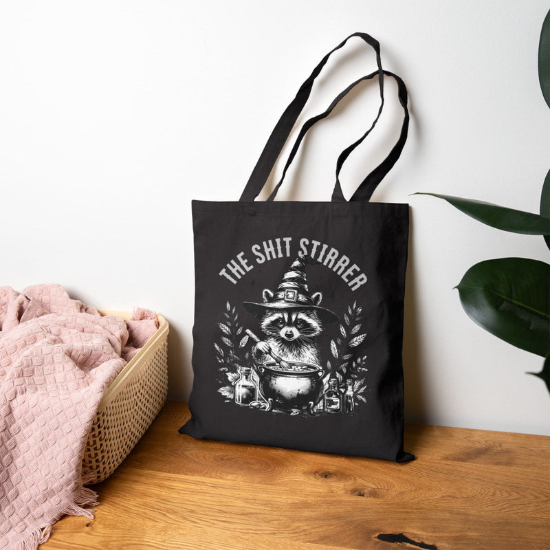 The Shit Stirrer Tote – Witchy Raccoon Cauldron Tote Bag-zoom-